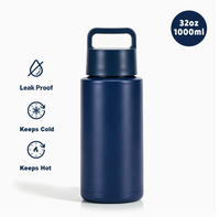 Gourde Sportive Isotherme en Acier Inoxydable Personnalisable 32oz (1000ml) avec Poignée et Couvercle – Maintien Thermique 6-12h pour Activités Extérieures