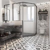 Carrelage Céramique Décoratif 400x400mm, Carreaux Vintage Motif Encaustique Antidérapant pour Cuisine Salle de Bain