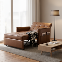 Canapé-lit en cuir marron confortable de forme carrée, meubles de salon pour hôtels