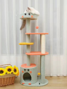 Plant Design Tree Tower With Scratching <b>Post</b> Sisal Pillar Colorful Pet Furniture Multi <b>Level</b> Platform Washable OEM/ODM - Product Image 2