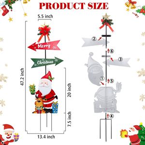 Décorations de Noël Panneaux de cour extérieurs 47 "Signes de père noël en métal avec piquets Porte d'entrée Pelouse Patio Jardin Extérieur Déco - Product Image 4