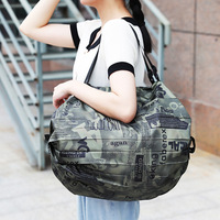 Tas Belanja Lipat Ramah Lingkungan Portabel dari Bahan Oxford 210D, Mudah Dilipat, Motif Garis Silinder, Tas Belanja Lipat