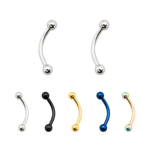 16G Surgical Steel Eyebrow Curved Barbell Banana Piercings Ear Lip Ring Helix Piercing Jewelry