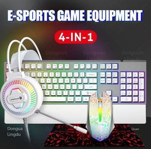 Clavier RGB lumineux, <span class=keywords><strong>casque</strong></span>, tapis de souris, combo 4-en-1, clavier mécanique et souris, kit de jeu quatre-en-un - Product Image 2