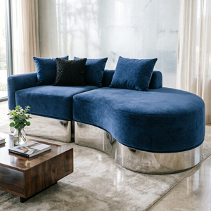 Canapé sectionnel sur mesure <span class=keywords><strong>en</strong></span> forme de vague, revêtement <span class=keywords><strong>en</strong></span> tissu velours côtelé, mousse à mémoire de forme, mobilier moderne pour salon d'appartement et de villa - Product Image 3