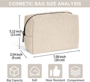 Pochette per Cosmetici in Velluto a Coste Personalizzata e Resistente con Cerniera Metallica, Piccola <span class=keywords><strong>Borsa</strong></span> per il Trucco <span class=keywords><strong>da</strong></span> Donna per <span class=keywords><strong>Borsa</strong></span> - Product Image 3