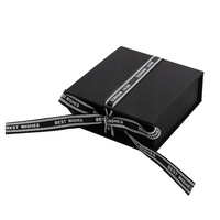 Boîte à bijoux en papier kraft avec logo personnalisé, forme de livre, gris, avec anneau en cristal, pour colliers et bracelets, boîte à bijoux magnétique et pochette
