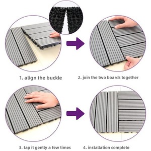 Dalles de <span class=keywords><strong>terrasse</strong></span> extérieures en WPC OEM, imitation <span class=keywords><strong>béton</strong></span>, emboîtables, en plastique et bois, pour cour et parc, étanches et antidérapantes - Product Image 4