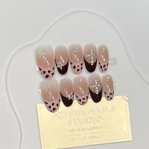 Ongles press-on <span class=keywords><strong>Aphrodite</strong></span> Isle avec motif <span class=keywords><strong>l</strong></span>éopard rose doux et mignon à paillettes étoilées, design français, entièrement faits à la main - Product Image 6