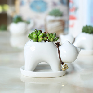 <span class=keywords><strong>Maceta</strong></span> de Cerámica Blanca Creativa Estilo Americano HY, Adorno para el Hogar, Linda <span class=keywords><strong>Maceta</strong></span> con Diseño de <span class=keywords><strong>Gatito</strong></span> de Dibujos Animados para Plantas Verdes - Product Image 3