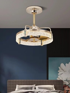<span class=keywords><strong>Ventilateur</strong></span> de plafond <span class=keywords><strong>LED</strong></span> doré rétro style crème français avec télécommande pour salon et chambre, éclairage rétro - Product Image 3