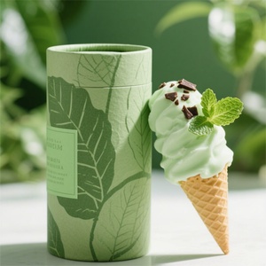 Caja Redonda Biodegradable con Logotipo Personalizado, de Grado Alimenticio, para Té, Helado, Café, Envase Cilíndrico - Product Image 2