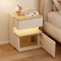 Mesita de Noche Moderna de Madera Maciza con Caja Fuerte Integrada Oculta, Antirrobo, Compacta, Ultra Estrecha de 30 cm, con Carga