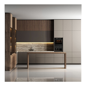 Custom Retro <strong>Kitchen</strong> Furniture Luxury Wooden Cupboard Veneer <strong>Free</strong> <strong>Standing</strong> Oak <strong>Kitchen</strong> Storage <strong>Cabinet</strong> Design - Product Image 4