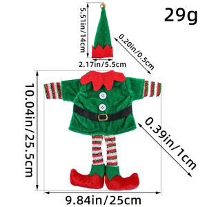 Green Velvet <b>Elf</b> Wine <b>Bottle</b> Cover with Hat Christmas <b>Elf</b> Costume Wine <b>Bottle</b> Ornament Supplies - Product Image 6