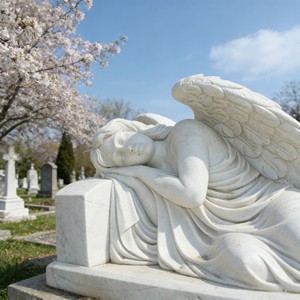 Estatua de Ángel Triste Recostado de Tamaño Real para Cementerio, Lápida de Piedra Natural para Exteriores - Product Image 6