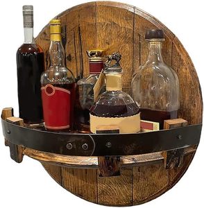 Mensola a <span class=keywords><strong>Botte</strong></span> in Legno, Espositore Rotondo da Parete per Bottiglie di Vino e Liquori, Scaffale <span class=keywords><strong>Portabottiglie</strong></span> Robusto per Cucina - Product Image 1
