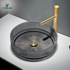 Wastafel lửa Tăng Vòng Tempered Kính rửa lưu vực trên nhỏ pha lê bồn rửa - Product Image 1