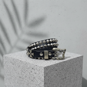 <span class=keywords><strong>Ceinture</strong></span> Melancholy ERD 2ème Génération 23 Nouvelle avec <span class=keywords><strong>Boucle</strong></span> Carrée à <span class=keywords><strong>Double</strong></span> Clou en Alliage et Motif Géométrique 108cm pour Hommes et Femmes - Product Image 5