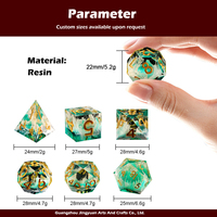 Jeu de dés personnalisé du MDN Donjons et dragons RPG polyédriques 7 pièces dés en résine verte SharpEdge SidesLiquid Pattern D6 D20 Dice Set