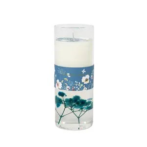 カスタムロマンチックな自然装飾ガラス瓶ドライフラワーゼリーワックスの香りのキャンドル高級