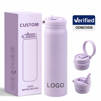 Bouteille d'eau isotherme de sport en acier inoxydable de 1 L (32 oz) avec couvercle anti-poussière et paille, compatible porte-gobelet de voiture