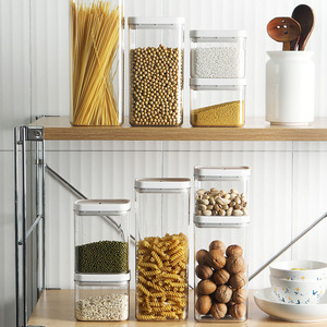 Kitchen PET transparent clear Storage Containers with Lids for Flour Sugar and Cereal Plastic Dry Food Canisters