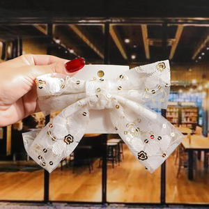 أزياء كورية مخصصة حلوة النساء الدانتيل القوس مقاطع الشعر الزفاف النسيج اكسسوارات الشعر للفتيات الديكور - Product Image 5