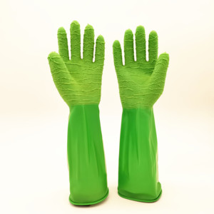 Прочные зеленые резиновые защитные перчатки 33 см с тактильной поверхностью, предназначенные для суровых морских условий, Лабораторная работа с химикатами - Product Image 4