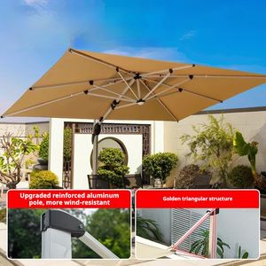 Parasol cantilever d'extérieur avec éclairage 3m x 4m, parasol carré LED, base <span class=keywords><strong>en</strong></span> <span class=keywords><strong>béton</strong></span>, capacité 210kg, mobilier d'extérieur moderne - Product Image 4