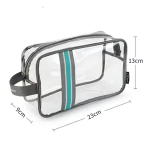 Chinese Factory Custom Design Fashion Pvc 3pc Travel Set Airport Cosmetic Toiletries Storage Men Wash Bag