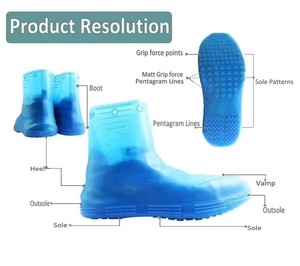 Surchaussures montantes en silicone réutilisables, protection imperméable antidérapante pour activités de plein air - Product Image 4