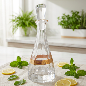 Decantador de Vidrio Cónico con Patrón Griego Dorado, Lujoso y Vintage, para Brandy, Vino y Banquetes Reales - Product Image 2