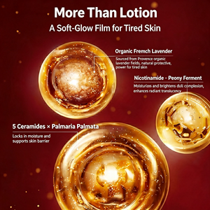Lotion Visage Bio à la Lavande, Extrait de Provence Française, Niacinamide, Ferment de Pivoine, Éclaircissante, Éclatante, Rajeunissante, Peaux Sensibles - Product Image 4