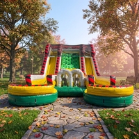 Parc de trampolines gonflable commercial avec toboggan d'escalade, toboggan double piste sec et humide pour fêtes, MILE PVC, capacité 500 personnes