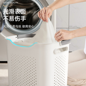 Panier à linge blanc cassé rectangulaire, organisateur de vêtements durable pour la maison et la salle de bain - Product Image 5