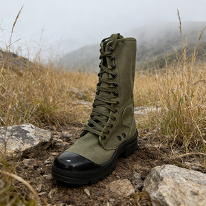 Botas de lona verde de alta calidad para hombre, botas de senderismo para acampar al aire libre, zapatos, botas protectoras conectadas con la lengua, ropa de trabajo cien - Product Image 1