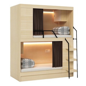 Bunk Bed With <b>Desk</b> Underneath Solid Wood Storage <b>Space</b> <b>Saving</b> Dormitory Bed For Students And Staff - Product Image 5