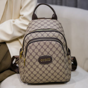 Sac à dos de luxe pour femme à motif géométrique tendance, antivol, sac à main de créateur, matériau PU de haute qualité, portable pour un usage quotidien - Product Image 2