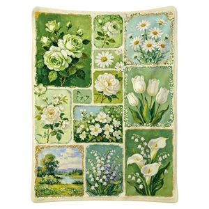 Couverture en flanelle à motifs floraux, couverture de sieste, douce pour la peau, réversible, pour chambre à coucher, salon, impression personnalisée - Product Image 2