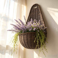 Panier mural suspendu en osier tressé fait main par des artisans - Écologique, durable, résistant à la chaleur, pour la décoration de la maison et du jardin