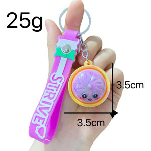 Wholesale Electroplated Cute Bun Squishy Keychain Cartoon Simulation Food Bag Pendant With Wrist Strap <b>Kids</b> Stress Relief Gift - Product Image 6