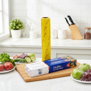 <span class=keywords><strong>Pellicola</strong></span> trasparente personalizzata per alimenti con supporto e coltello da taglio per avvolgere frutta e verdura. - Product Image 4
