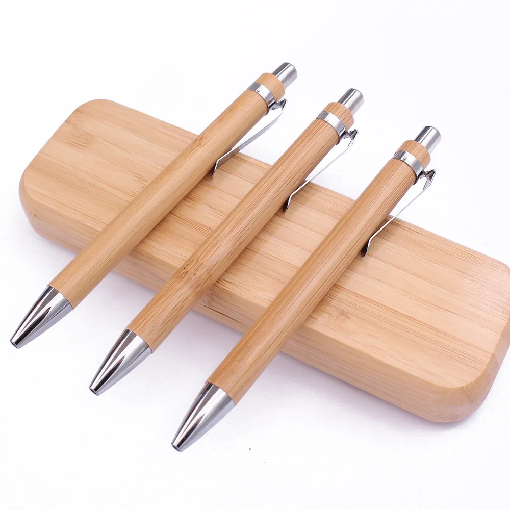 Ofis malzemeleri için özel logo ile yüksek kaliteli bambu ahşap tükenmez kalem kalem hediye özelleştirme kalem ahşap