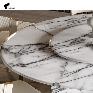 Tavolo da Pranzo Rotante Quadrato Personalizzabile in Marmo <span class=keywords><strong>Lilla</strong></span> Tostone, Ecologico e Durevole, per Casa e Hotel - Product Image 4