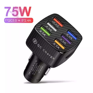 QC3.0 caricabatteria da auto 6USB 75W adattatore per telefono a ricarica rapida in auto 15A per iPhone 14 Xiaomi Huawei <span class=keywords><strong>Samsung</strong></span> Car Quick Charge - Product Image 1