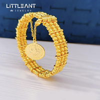 Bracelet de luxe multi-couches pour femme, motif islamique, avec perles en or 18 carats et pièces de monnaie Lira – Nouvelle collection très prisée