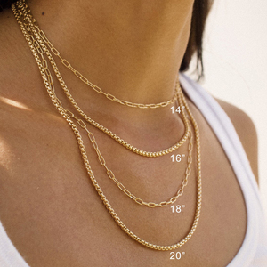 <span class=keywords><strong>Cadena</strong></span> de eslabones chapada en oro de 14k para mujer, caja de collares venecianos, collares de capas - Product Image 2