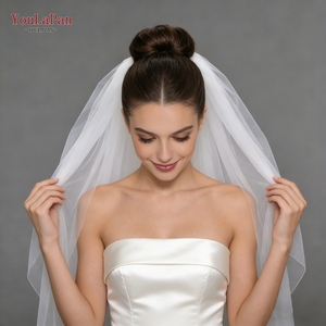 Voile de mariée minimaliste Youlapan V15 avec peigne à cheveux en métal de haute qualité, adapté aux mariages et aux occasions festives - Product Image 4