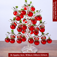 Kristallen appelboom met LED-lichtvoet, gloeiend glazen fruitboomfiguur, romantisch nachtlampje cadeau